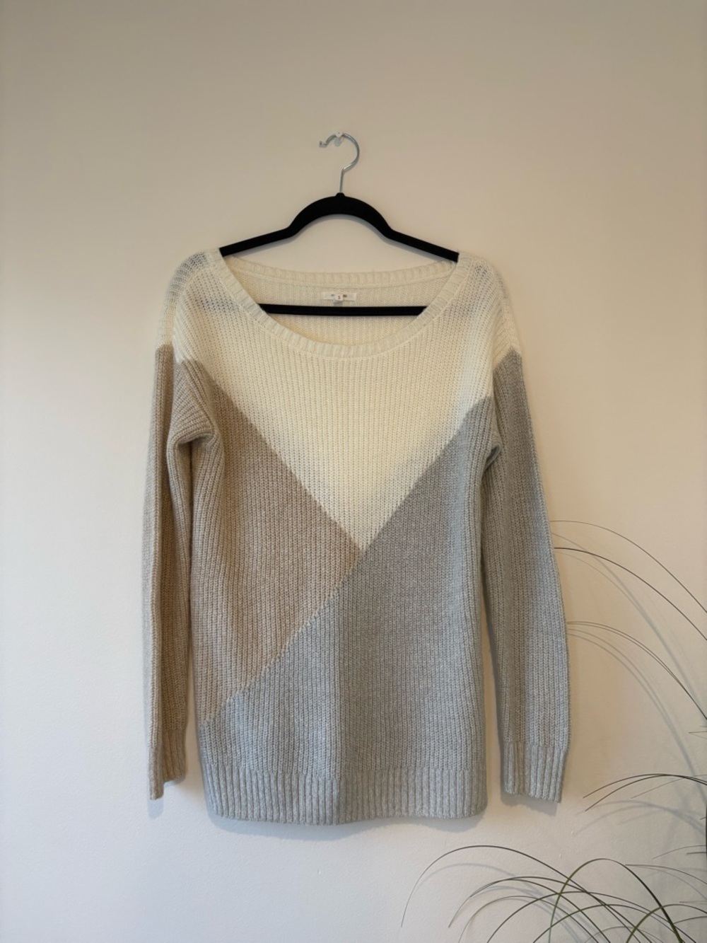 Maurices Tri-Block Crewneck Sweater in Cream, Tan & Gray